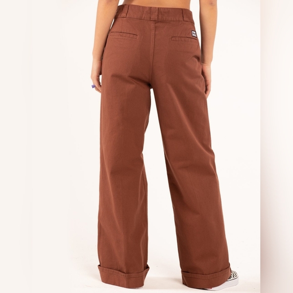 OBEY MILA Work Wide Leg Brown Pant Size 28 NWT - Picture 2 of 10